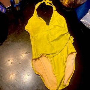 One piece bathing suit with the around the neck